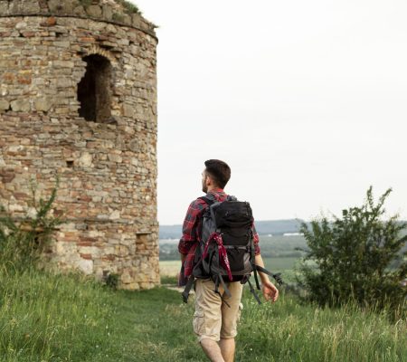portrait-man-visiting-castle